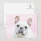 Carte Postale Peinture française de Bulldog (Crème/Blanc) - Art (Devant / Derrière)
