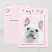 Carte Postale Peinture française de Bulldog (Crème/Blanc) - Art  (Devant / Derrière)