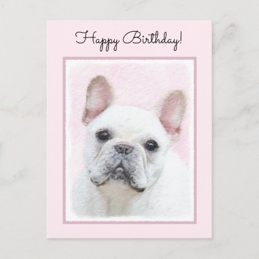 Carte Postale Peinture française de Bulldog (Crème/Blanc) - Art  (Devant)