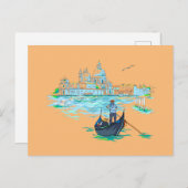 Carte Postale Peinture gondolier de Venise (Devant / Derrière)
