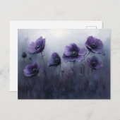 Carte Postale Peinture gothique à fleurs violettes (Devant / Derrière)