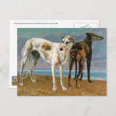 Carte Postale Peinture Greyhound - Deux Greyhounds - Art Vintage (Devant / Derrière)