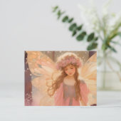 Carte Postale Peinture Imaginaire Fée Rose Cute (Debout devant)