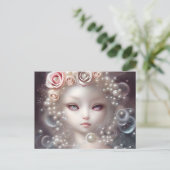 Carte Postale Peinture Imaginaire SciFi blanc Fuffly Baby Chat (Debout devant)