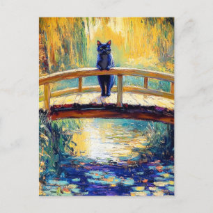 Carte Postale Peinture impressionniste à l'huile d'étang de chat