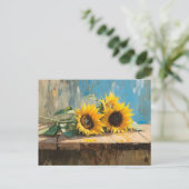 Carte Postale Peinture impressionniste des tournesols (Debout devant)
