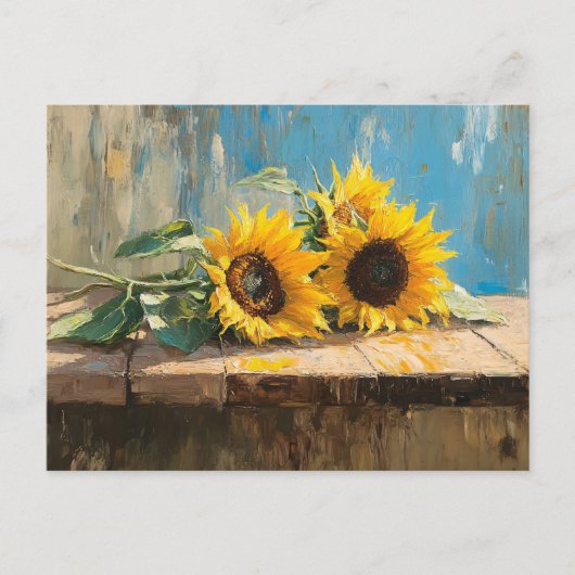 Carte Postale Peinture impressionniste des tournesols (Devant)