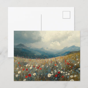 Carte Postale Peinture impressionniste Paysage Fleur sauvage