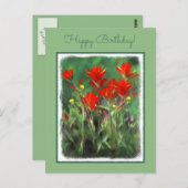 Carte Postale Peinture indienne de pinceau - Art Fleur original (Devant / Derrière)