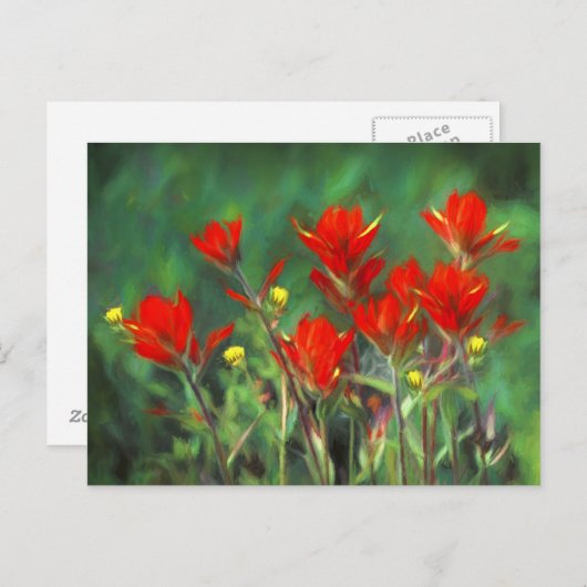 Carte Postale Peinture indienne de pinceau - Art Fleur original (Devant / Derrière)