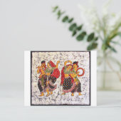 CARTE POSTALE PEINTURE INDIENNE VIBRANTE CLASSIQUE DE BATIK (Debout devant)