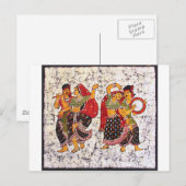 CARTE POSTALE PEINTURE INDIENNE VIBRANTE CLASSIQUE DE BATIK (Devant / Derrière)