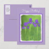 Carte Postale Peinture Iris Violet - Art Fleur Originale (Devant / Derrière)