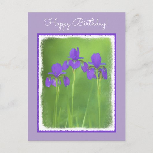 Carte Postale Peinture Iris Violet - Art Fleur Originale (Devant)