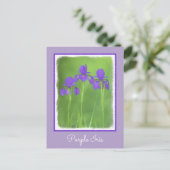 Carte Postale Peinture Iris Violet - Art Fleur Originale (Debout devant)