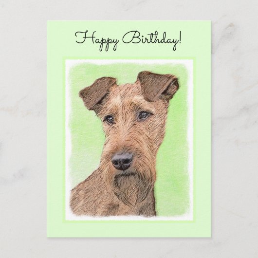Carte Postale Peinture Irlandaise Terrier - Cute Original Chien  (Devant)