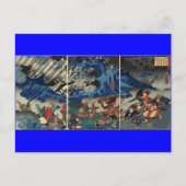 Carte Postale Peinture japonaise ancienne de Samurai et Mongols (Devant)