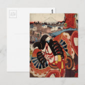 Carte Postale Peinture japonaise vintage - Acteur Kabuki (Devant / Derrière)