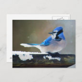 Carte Postale Peinture Jay Bleu - Art Oiseau Original (Devant / Derrière)