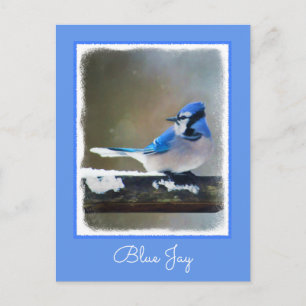 Carte Postale Peinture Jay Bleu - Art Oiseau Original