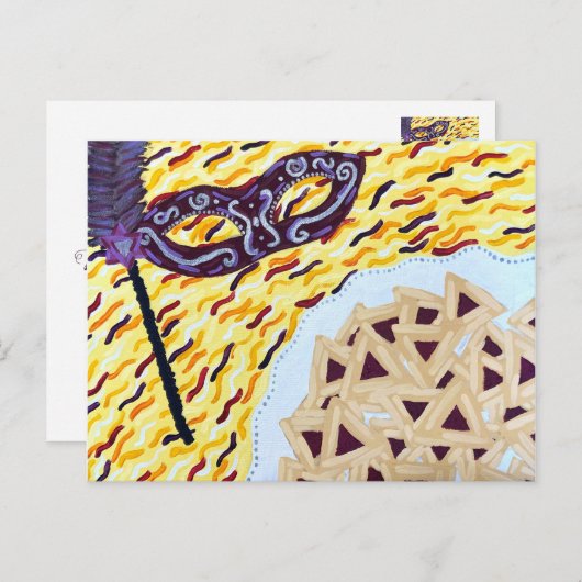 Carte Postale Peinture Joyeux Pourim (Devant / Derrière)