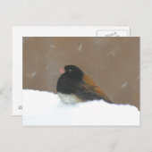 Carte Postale Peinture Junco foncée - Art original pour oiseaux (Devant / Derrière)