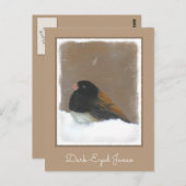 Carte Postale Peinture Junco foncée - Art original pour oiseaux (Devant / Derrière)