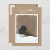 Carte Postale Peinture Junco foncée - Art original pour oiseaux (Devant / Derrière)