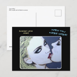 Carte Postale Peinture "Just a Kiss" sur un