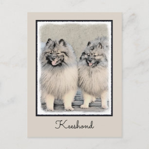 Carte Postale Peinture Keeshond Brothers - Art Chien original