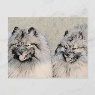Carte Postale Peinture Keeshond Brothers - Art Chien original