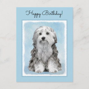 Carte Postale Peinture Lowchen - Cute Original Chien Art