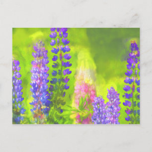 Carte Postale Peinture Lupine - Art Fleur Original