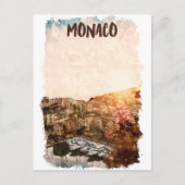 Carte Postale Peinture magnifique du coucher de soleil à Monaco (Devant)