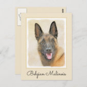 Carte Postale Peinture Malinoise belge - Cute Original Chien Art (Devant / Derrière)
