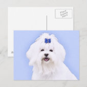 Carte Postale Peinture maltaise - Joli art original pour chien (Devant / Derrière)