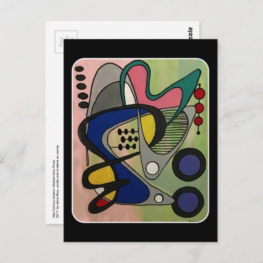 Carte Postale peinture 'Mid-Cent Mod Abst, Astro Picnic' sur un (Devant / Derrière)