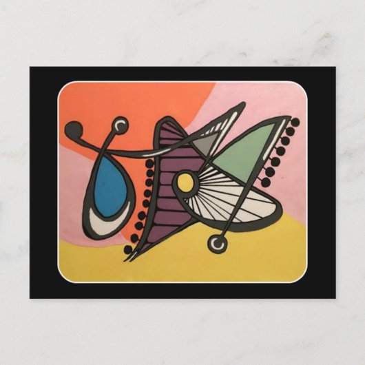 Carte Postale Peinture 'Mid-Century moderne Abstraite, papillon' (Devant)