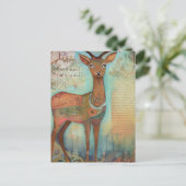 Carte Postale Peinture mixte de cerfs (Debout devant)