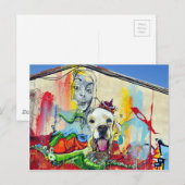 Carte Postale Peinture murale de chien graffiti (Devant / Derrière)