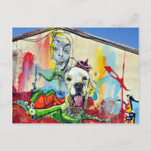 Carte Postale Peinture murale de chien graffiti