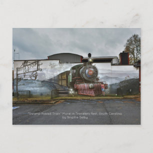 Carte Postale Peinture murale du train de lapin de marais au Whi