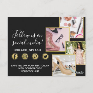 Carte Postale Peinture noire Merci et tube or 4 photos