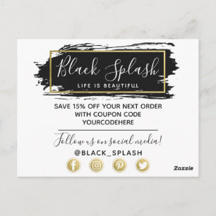 Carte Postale Peinture noire Merci Strot & Geo Or moderne