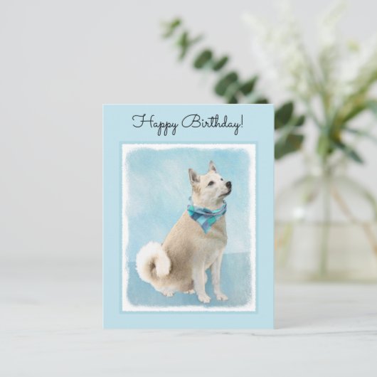 Carte Postale Peinture norvégienne Buhund - jolie art original c (Debout devant)