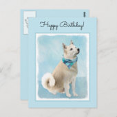 Carte Postale Peinture norvégienne Buhund - jolie art original c (Devant / Derrière)