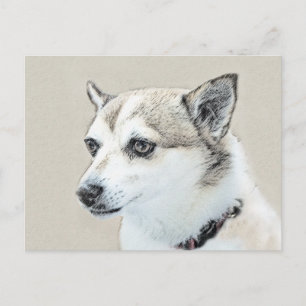 Carte Postale Peinture norvégienne Lundehund - Art original chie