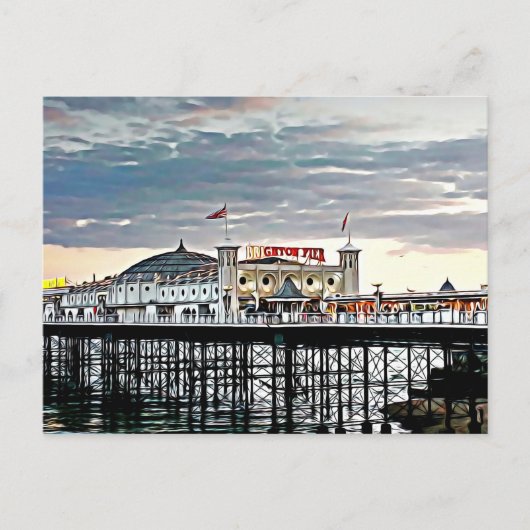 Carte Postale Peinture numérique de Brighton Pier & Sunset (Devant)
