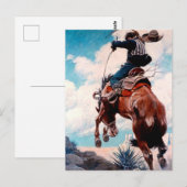 Carte Postale Peinture occidentale de NC Wyeth «Bucking» (Devant / Derrière)