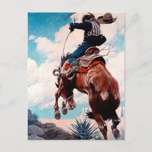 Carte Postale Peinture occidentale de NC Wyeth «Bucking» (Devant)